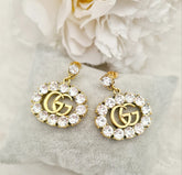 Ladies crystal G dangle earrings